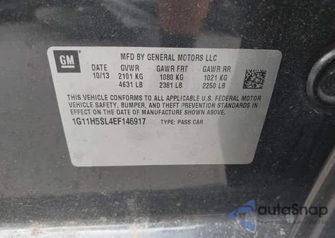 2014 Chevrolet Malibu 1Lz из США, поврежденный, VIN 1G11H5SL4EF146917